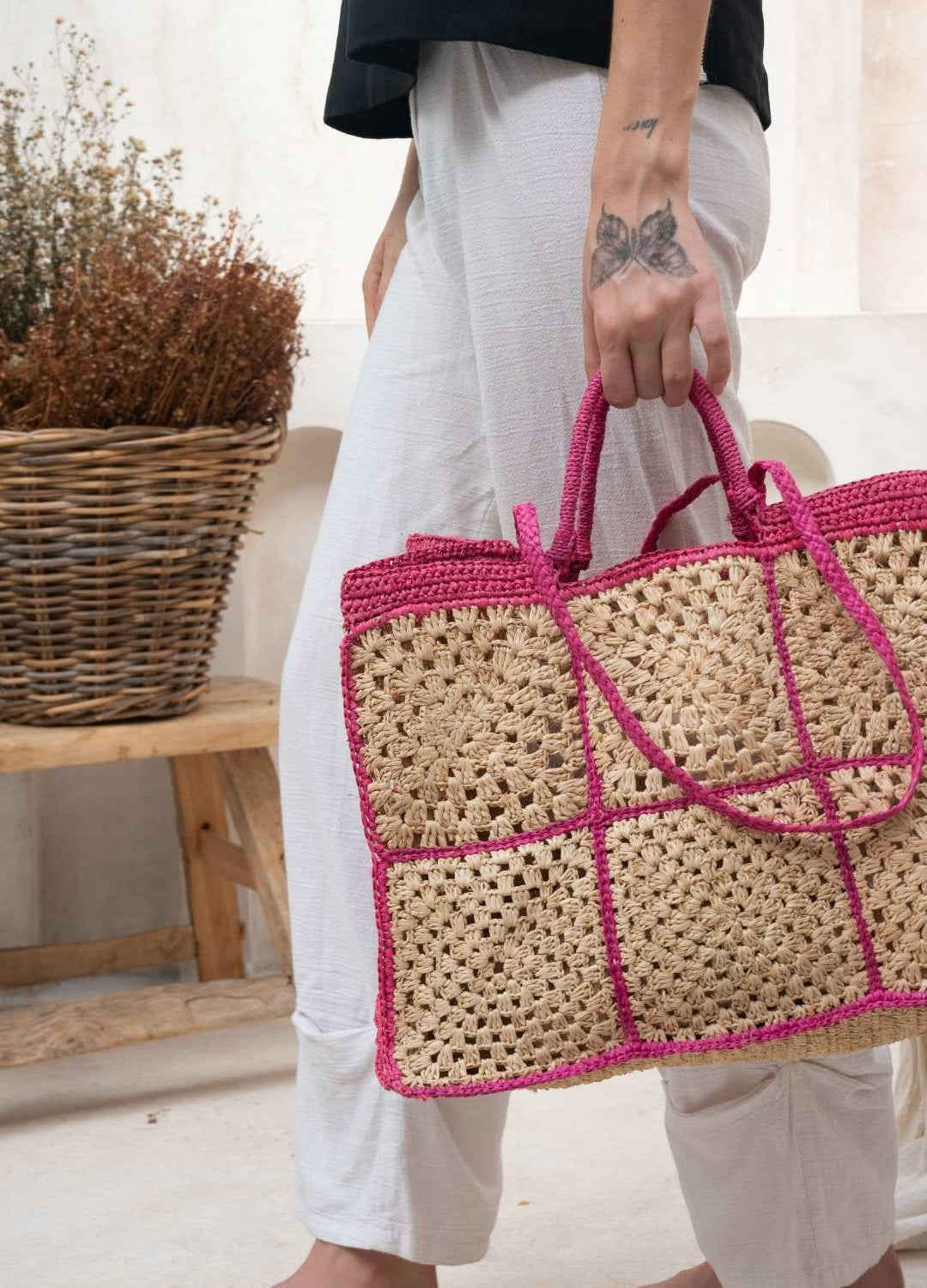 Carrey Raffia Tote bag
