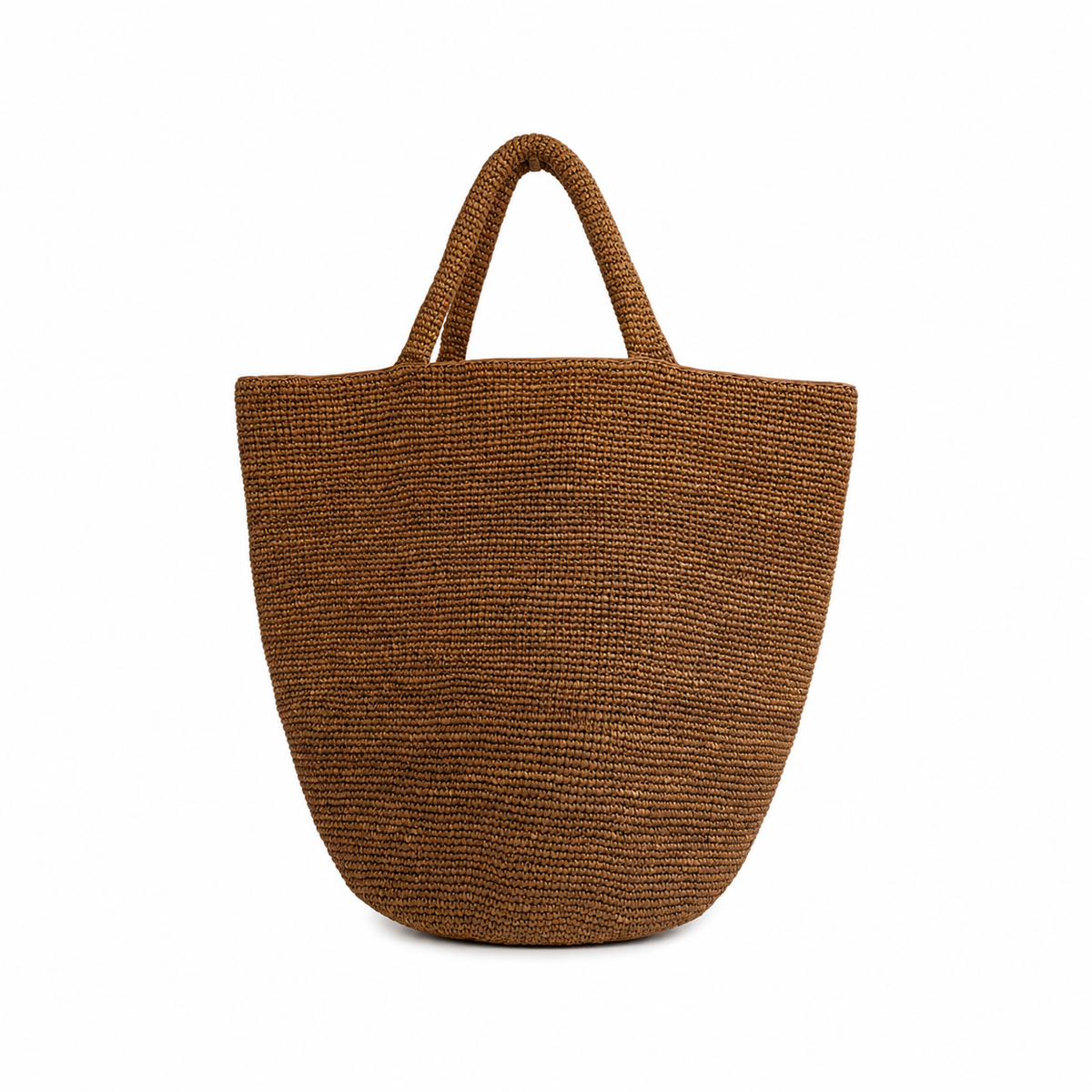 Caramel raffia beach tote bag handwoven in Madagascar